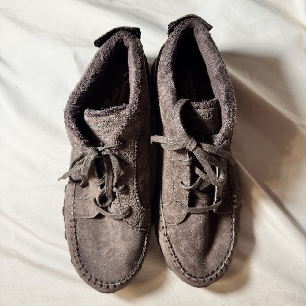 Skechers Chukka Women’s 10 Bikers Totem Pole Suede Boots Chocolate Brown Tie